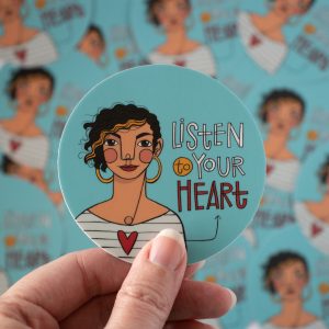 Listen To Your Heart circle stickers by Kim Bonner